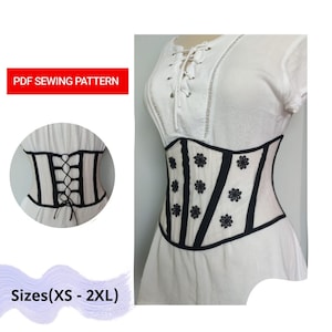 Corset Belt Digital PDF Sewing Pattern Underbust Corset Size XS-XL Pdf  Sewing English Instruction 