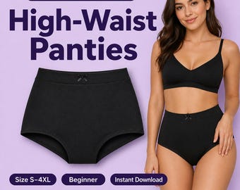 Patrón de costura para bragas de cintura alta / Tallas S a 4XL / Descarga instantánea / PDF digital fácil