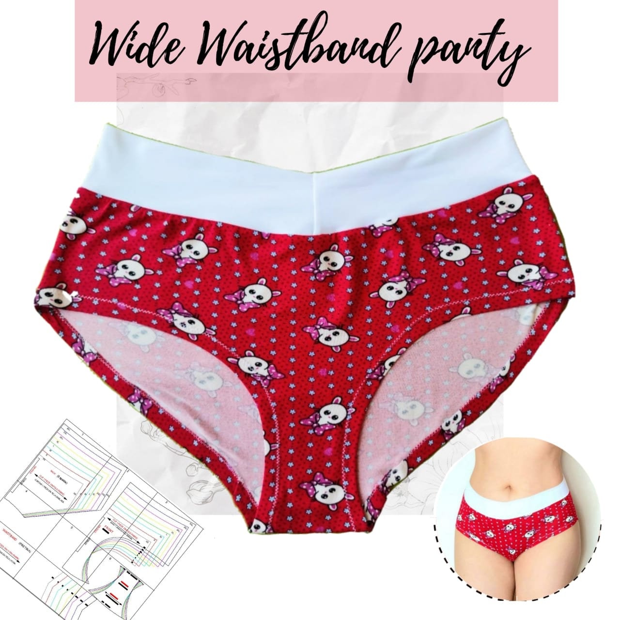 Wide Waistband Pantie Size XS to 4XL PDF Sewing Pattern 