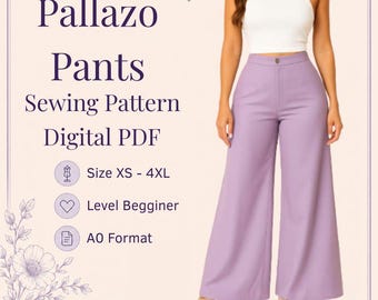Palazzo Pants Sewing Pattern | Wide Leg (PDF Pattern, XS-4XL)