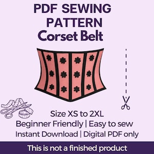 Modello di cintura per corsetto, lingerie per principianti (XS-2XL) (modello PDF)