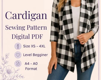 Nähanleitung für Strickjacken (PDF): Anfängerfreundlich, Größen XS-4XL (Digitaler Download)