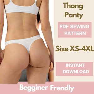 Thong panty Sewing Pattern pdf | Sizes XS to 4XL | A4 Pintable Digital Download | Easy Pattern for beginner
