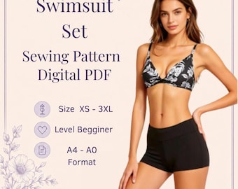Women's Swimsuit Set Sewing Pattern – XS–3XL Sizes (PDF Download)