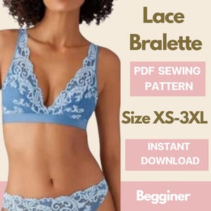 Naaipatroon kanten bralette: XS-3XL, beginnersvriendelijk (digitale A4-download)