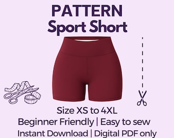 Sport Shorts Sewing Pattern: Beginner-Friendly PDF (XS-4XL, A0/A4 Printable Digital Download