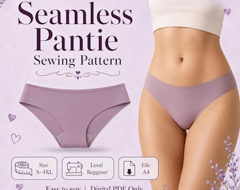 Patrón de costura para bragas sin costuras: Ideal para principiantes, tallas S-4XL (descarga digital A4)