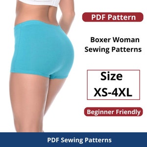 Naaipatroon boxer dames| Maten XS tot 4XL | Direct downloaden | Eenvoudige digitale pdf
