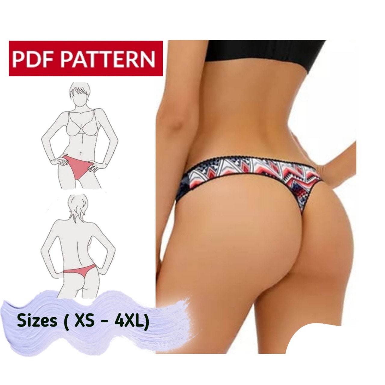 Paola Cheeky Panty PDF sewing pattern: mid-rise women's underwear for  stretch knits