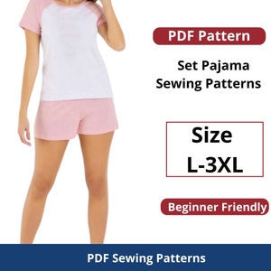 Naaipatroon pyjamaset | Maten L tot 3XL | Direct downloaden | Eenvoudige digitale pdf