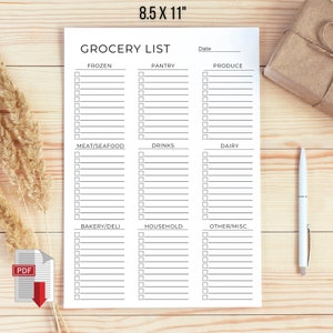 Wocheneinkaufsliste Printable: Food Planer, Meal Prep (PDF-Download)