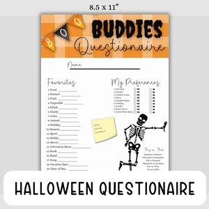 Halloween Boo Buddies Questionnaire: Favorites Survey (Printable)