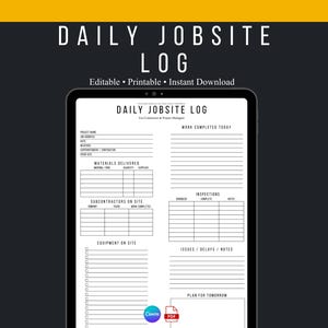 Entreprenörens dagliga arbetslogg | Byggprojektrapport (Canva och PDF) bild 1