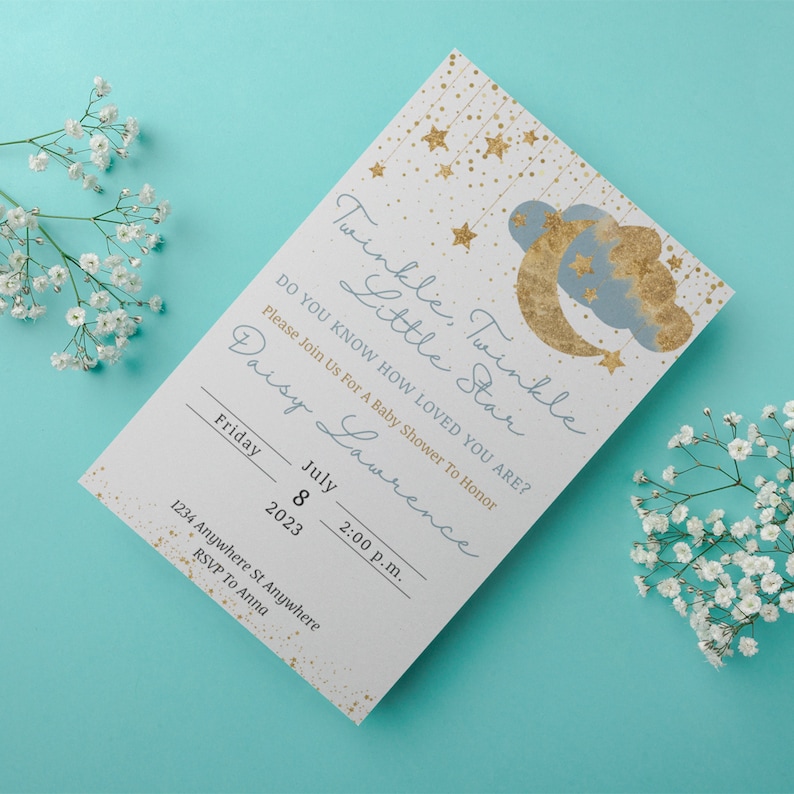 Twinkle Twinkle Little Star Baby Shower Invitation Baby Etsy