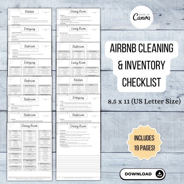 Airbnb Cleaning Checklist | Cleaning Schedule | Checklist Ménage Airbnb | Airbnb Cleaning List | Modèle Canva | Airbnb Bundle | Airbnb Sign