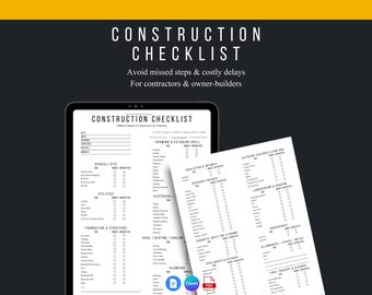 Checklist voor bouwplanning | Canva Google Docs-sjabloon, afdrukbaar PDF- en DOCX-bestand