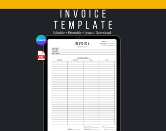 Construction Invoice Template | Editable Contractor Form (Canva & PDF Download)