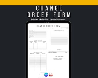 Construction Change Order Form | Editable Contractor Template (Canva & PDF)