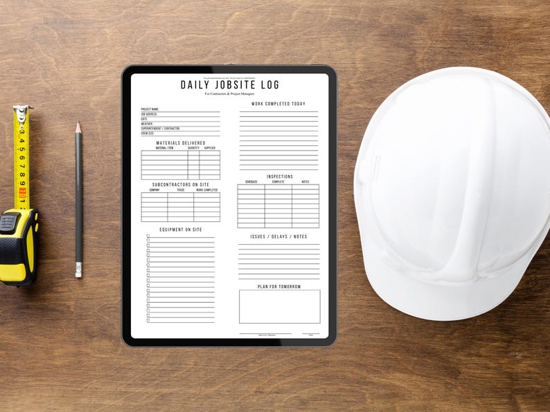 Entreprenörens dagliga arbetslogg | Byggprojektrapport (Canva och PDF) bild 2