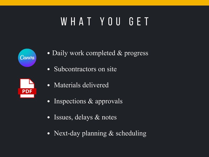 Entreprenörens dagliga arbetslogg | Byggprojektrapport (Canva och PDF) bild 3