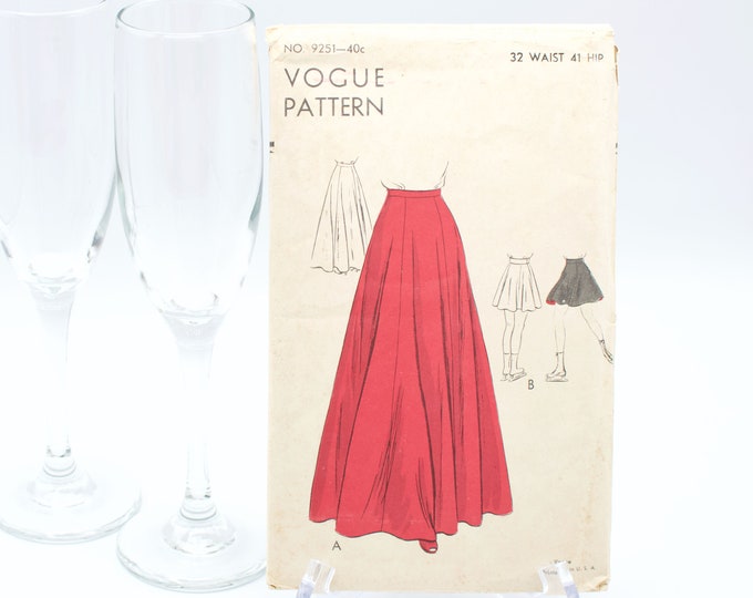 1930's Vogue Skirt Pattern Vintage Full Length Holiday Etsy