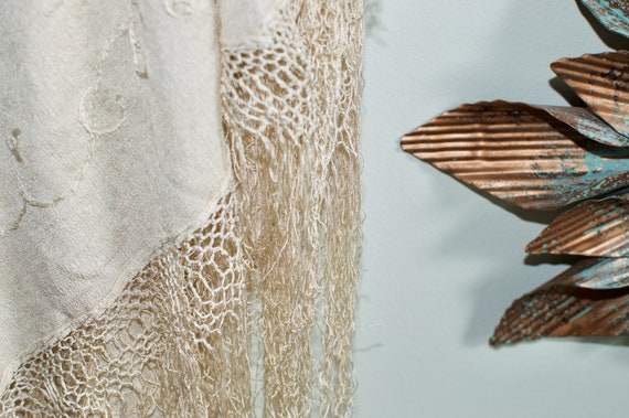 Vintage Silk Scarf, Embroidered Scarf, Wall Hangi… - image 4