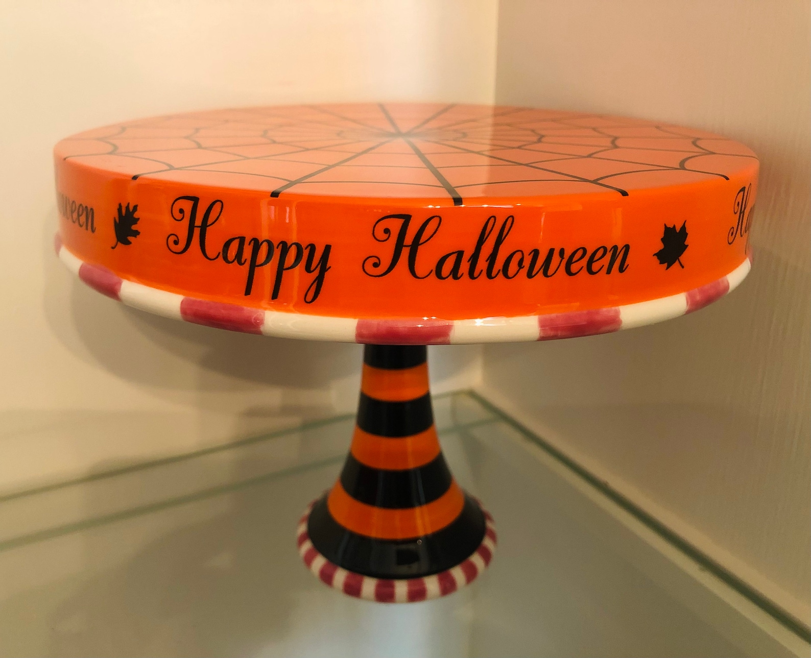 Halloween Cake Stand Department 56 Glitterville Etsy