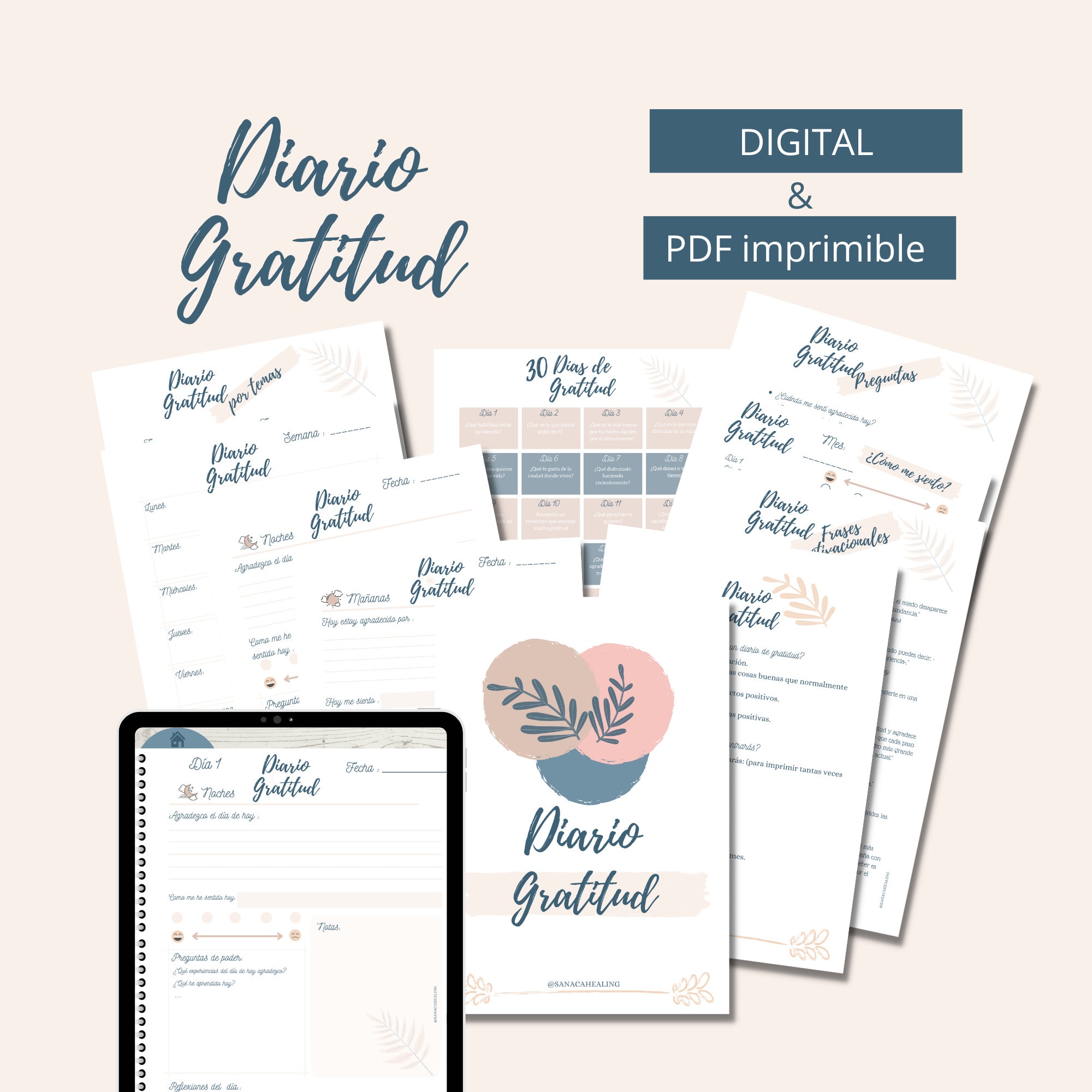 Diario de gratitud imprimible / Diario de agradecimiento / Digital y ...