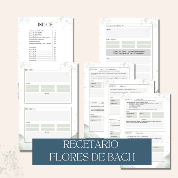 Livre de recettes personnel Fleurs de Bach / Remèdes floraux / Inscription Fleurs de Bach