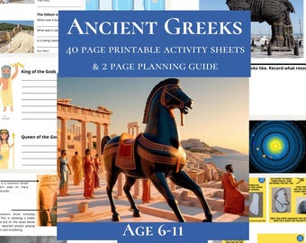 Antik grekisk studieenhet Grekisk historia, OS och civilisation Utskrivbara arbetsblad Lärandeaktiviteter för barn om grekiska myter och matematik