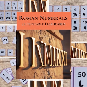 Schede didattiche digitali con numeri romani 42 stampabili Istruzione domestica Istruzione domestica Numeri romani abbinati e carte da visualizzare Scaricabili Matematica per bambini