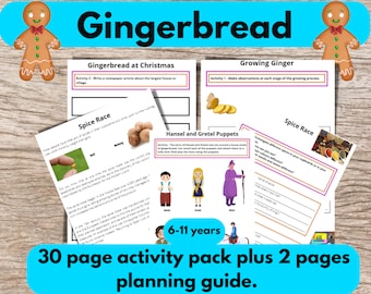 Julpepparkaksstudieenhet Kreativ Hans och Greta, ingefära-tema lärandepaket för hemundervisning eller hemskolning för barn