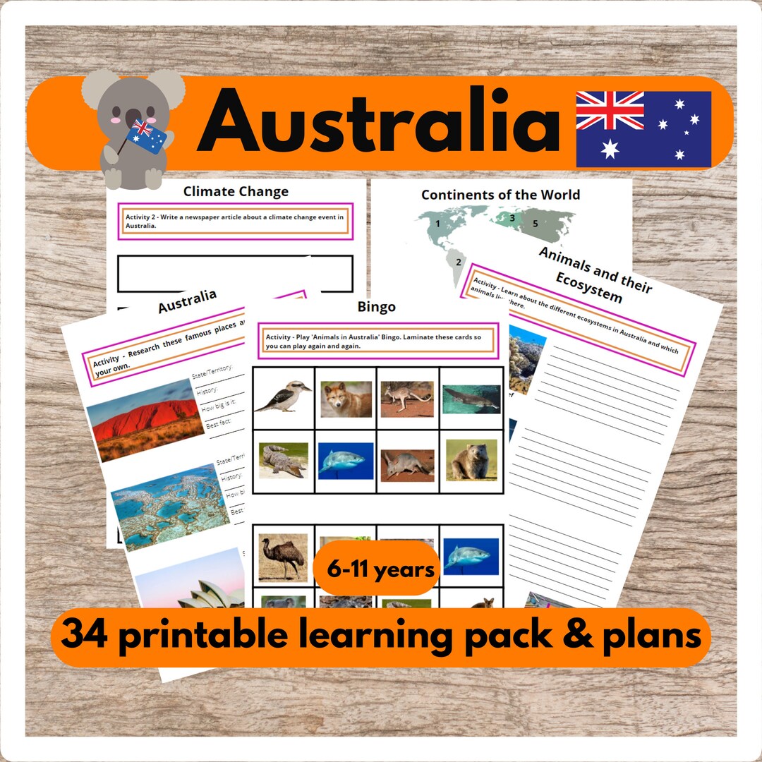 Australia Kids Home Learning Worksheet and Planning Home Education or ...