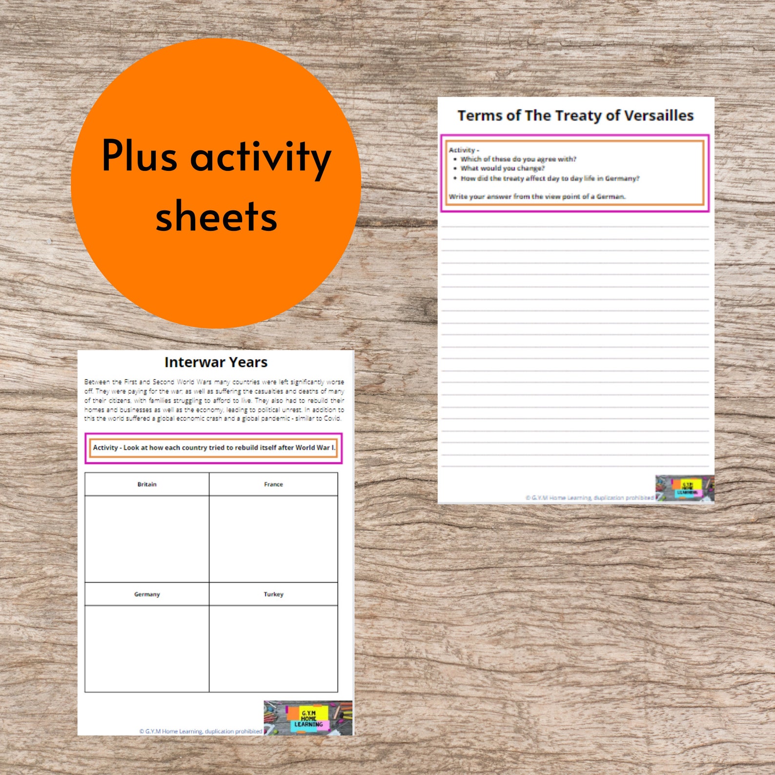 World War I Digital Home Education Activity Sheets, Treaty of ...