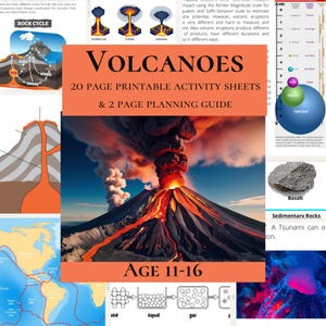 Digitaler Vulkan Aktivitäten Paket Kids Rocks Lerneinheit mit Arbeitsblättern und Unterrichtsplänen Drucken zu Hause Heimbildung oder Homeschooling Ausbruch