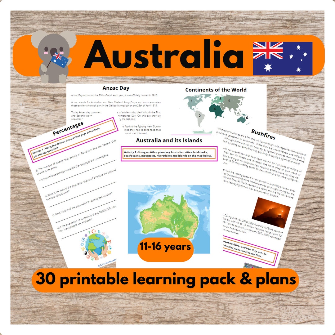 Australia Printable Worksheets and Teaching Unit Home Education or ...