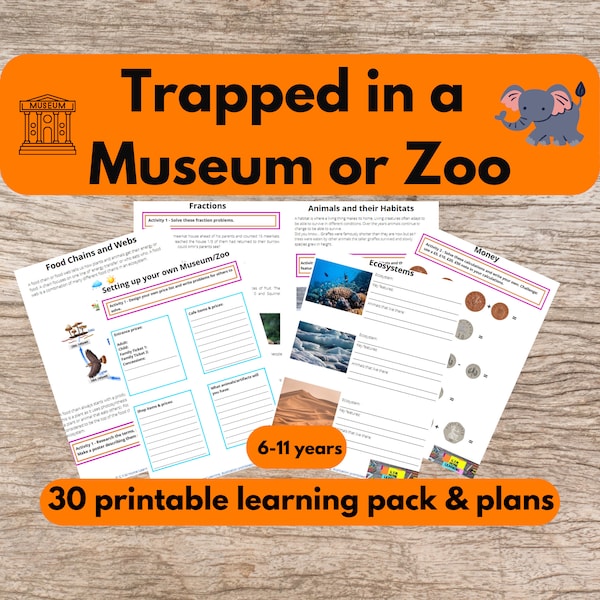 Animal Or Museum Printable Kids Activities Fun Learning Pack With Worksheets And Plans Home Education Homeschooling Summer Zoo Study Unit