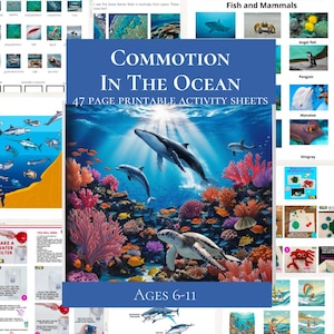 Unidade de estudo do oceano e do mar, atividades de piratas, animais marinhos - baleias, tartarugas, planilhas de cadeia alimentar, crianças digitais sob o mar, aprendizagem