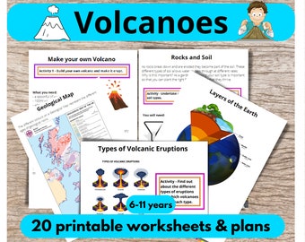 Volcano Worksheets And Planning, Digital Home Education Or Homeschooling Study Unit Earth and Natural Disaster Topic Learning Activities