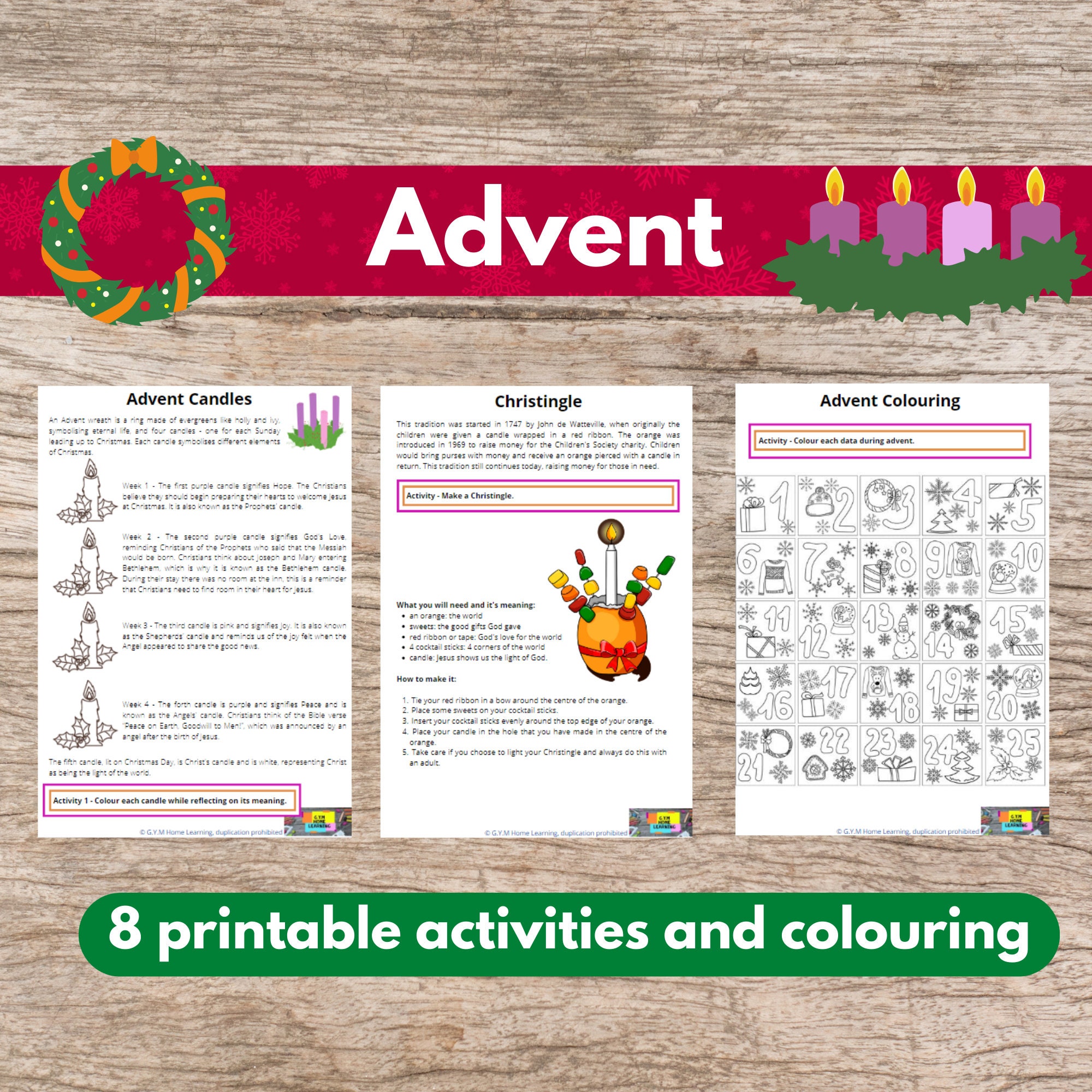 Christian Advent Printable Activity Sheets Kids Advent Candle Colouring ...