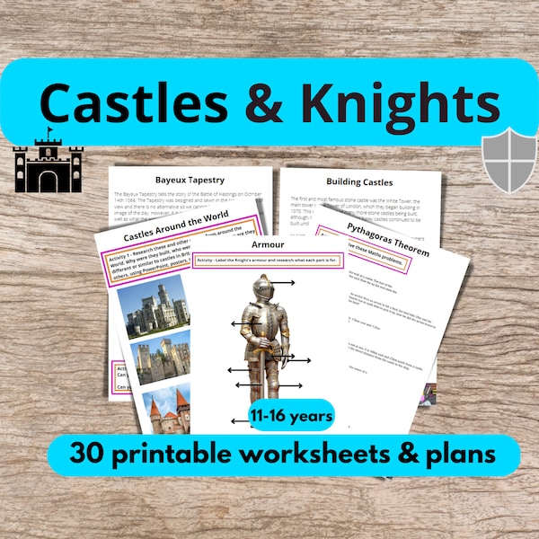 Castle And Knights Educational Worksheets and Parents' Plans Printable Home Education Homeschool Study Unit Kids Topic Map Learning Resource