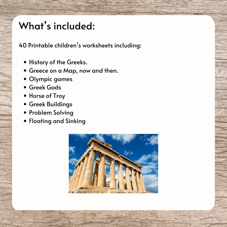 Ancient Greek Activity Pack Printable Kids Worksheets on Greek Myths, Crafts and Maths, Digital