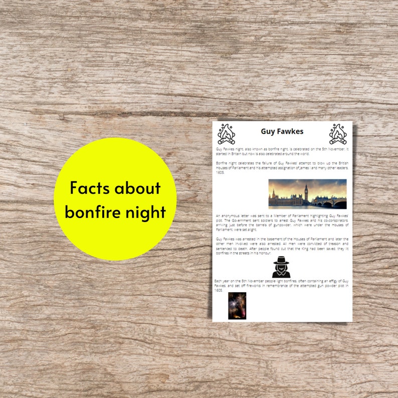 Bonfire Night Instant Fun Activities Guy Fawkes, 5th November