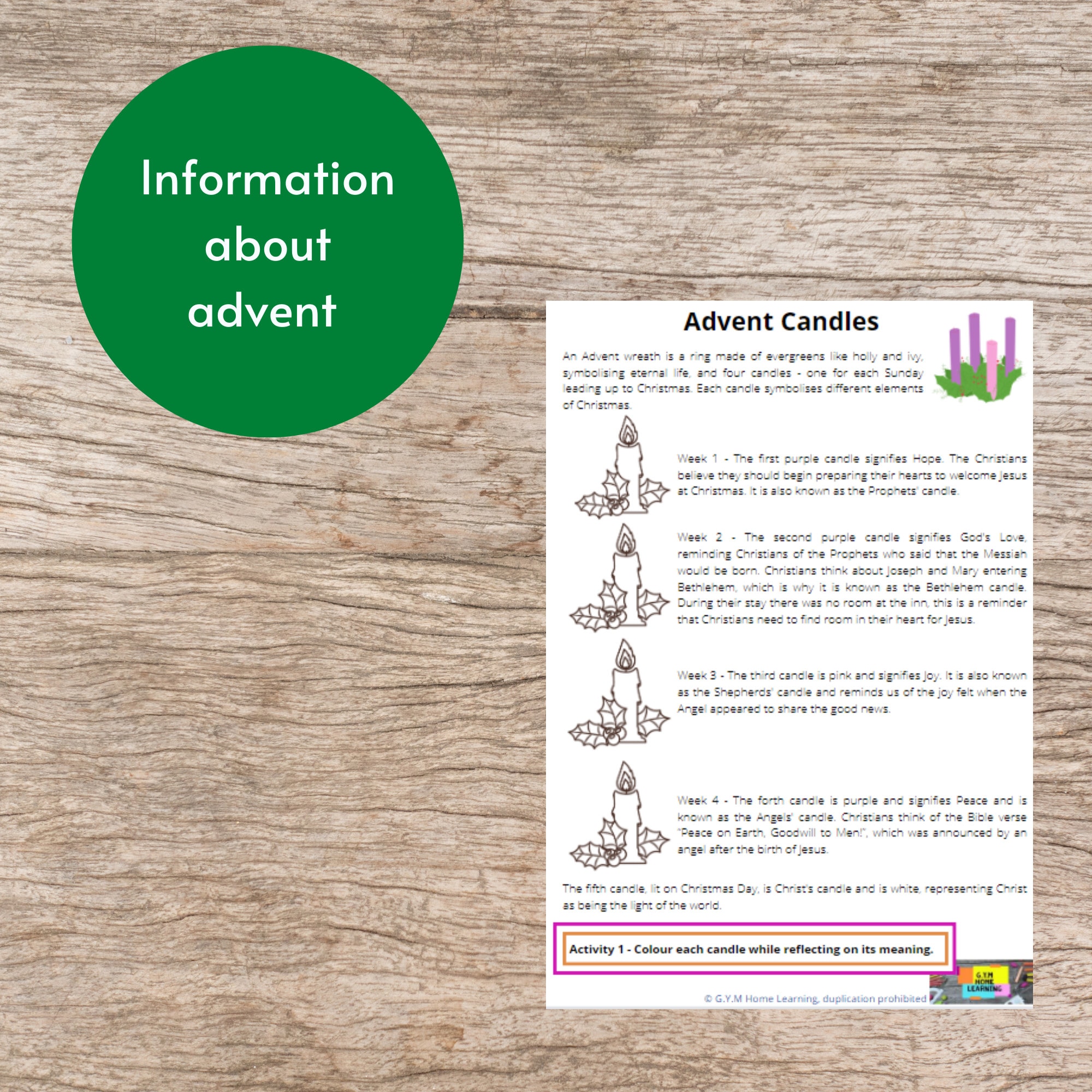 Christian Advent Printable Activity Sheets Kids Advent Candle Colouring ...