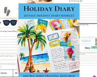 Summer Holiday Diary Printable Kids Vacation Journal With Holiday Planner Digital School Holiday Writing Activity Schools Out Activities