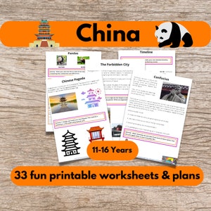 China Arbeitsblätter Lerneinheit Bildung zu Hause Homeschooling Druckbare Aktivitäten und Planung Chinesisches Neujahr Digitale Kinder Thema Karte Ressource