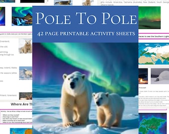 Polar Animals Study Unit for Kids, North And South Pole Worksheets Home Education Artic Antarctic Themed Activity Sheets, Winter Learning
