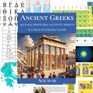 Unità di studio sulla Grecia antica stampabili per bambini, attività o fogli di lavoro sulla Grecia antica, mappe, divinità, matematica o apprendimento a tema scientifico sulla Grecia antica