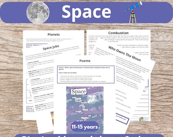 Space Unit Study for Science English, Geography, Maths, Astronomy Activities, Solar System HomeSchool Planet, Stars Printable Learning Pack