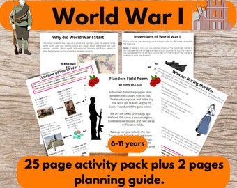 World War I Remembrance Day Study Unit Digital Worksheets And Planning Home Education Or Homeschooling Kids Printable History Themed Topic